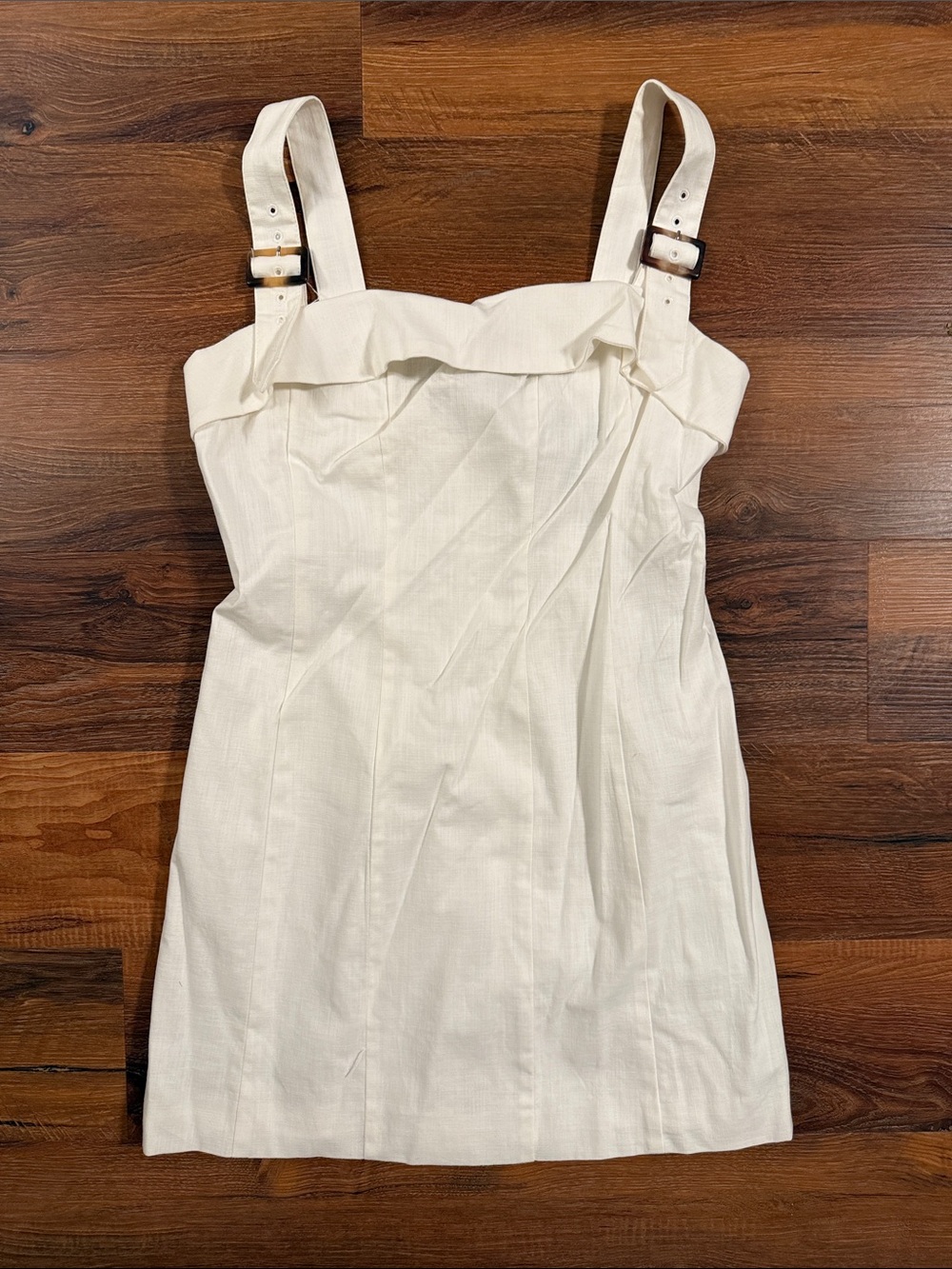 Mustard Seed Cream Ruffle-Trim Mini Dress